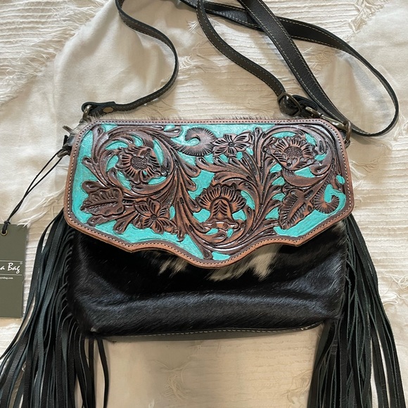 NWT Myra Bag - Turquoise/Aqua Cowhide Genuine Leather - Picture 1 of 9